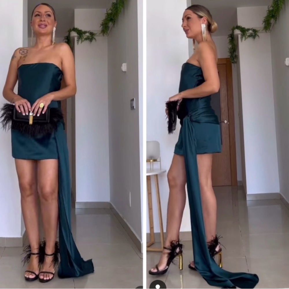 New Zara $169 Mini Knotted Green Dress Limited Edition 8144/741 Large